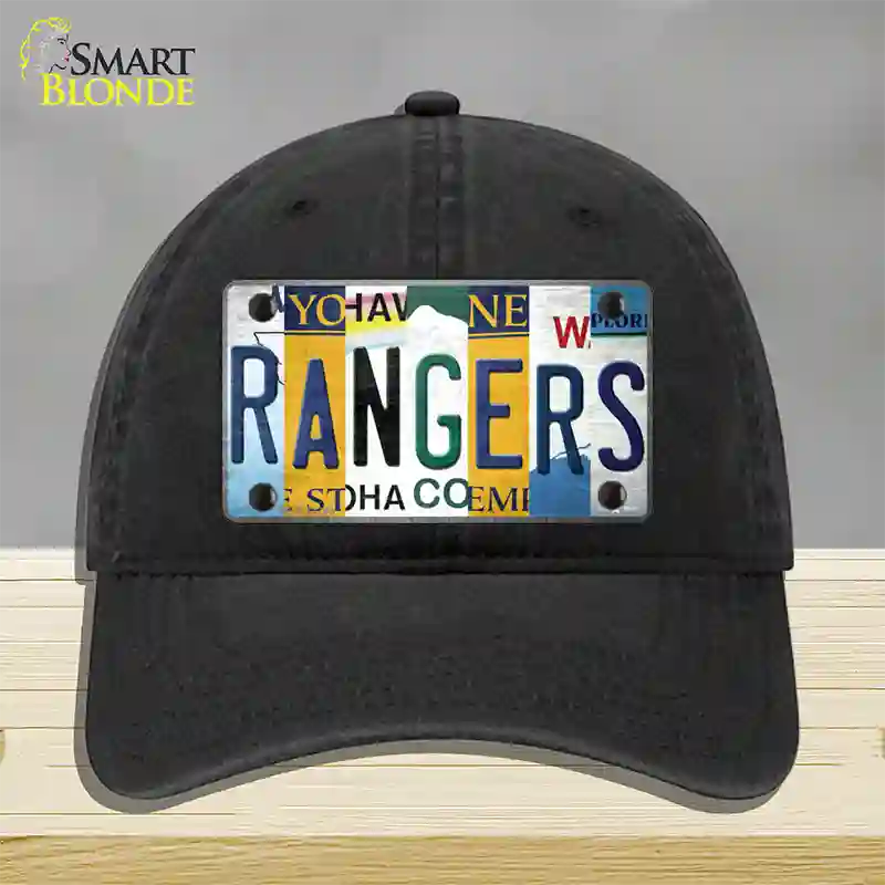 Rangers Hockey Strip Art Novelty License Plate Hat Tag Unconstructed Cotton / Black