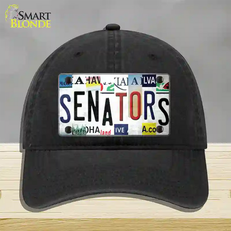 Senators Strip Art Novelty License Plate Hat Tag Unconstructed Cotton / Black