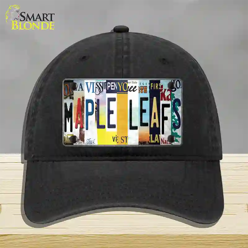 Maple Leafs Strip Art Novelty License Plate Hat Tag Unconstructed Cotton / Black