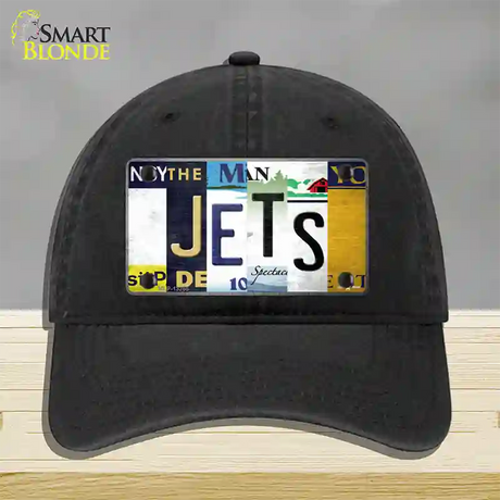 Jets Hockey Strip Art Novelty License Plate Hat Tag Unconstructed Cotton / Black