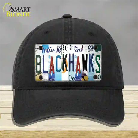 Blackhawks Strip Art Novelty License Plate Hat Tag Unconstructed Cotton / Black