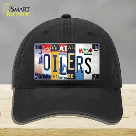 Oilers Strip Art Novelty License Plate Hat Tag Unconstructed Cotton / Black