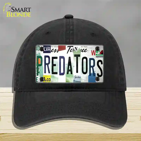 Predators Strip Art Novelty License Plate Hat Tag Unconstructed Cotton / Black