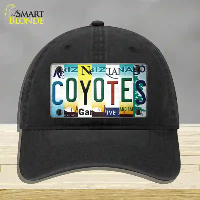 Coyotes Strip Art Novelty License Plate Hat Tag Unconstructed Cotton / Black