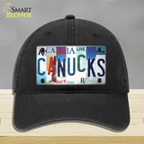 Canucks Strip Art Novelty License Plate Hat Tag Unconstructed Cotton / Black