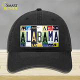 Alabama Strip Art Novelty License Plate Hat Tag Unconstructed Cotton / Black