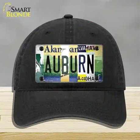 Auburn Strip Art Novelty License Plate Hat Tag Unconstructed Cotton / Black