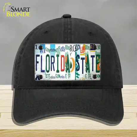 Florida State Strip Art Novelty License Plate Hat Tag Unconstructed Cotton / Black