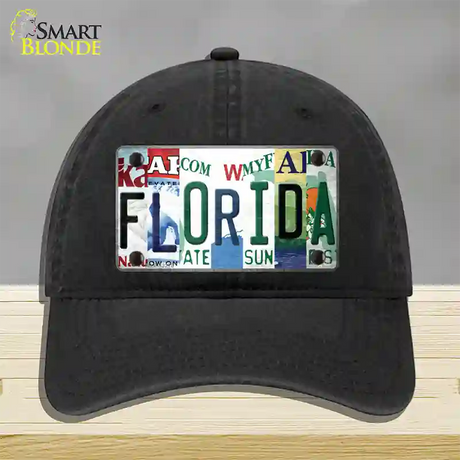 Florida Strip Art Novelty License Plate Hat Tag Unconstructed Cotton / Black