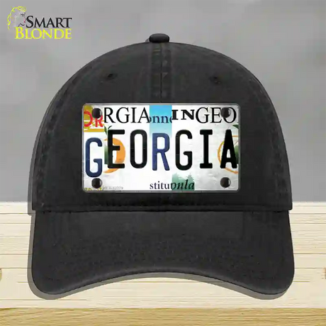 Georgia Strip Art Novelty License Plate Hat Tag Unconstructed Cotton / Black