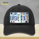 Kansas State Strip Art Novelty License Plate Hat Tag Unconstructed Cotton / Black