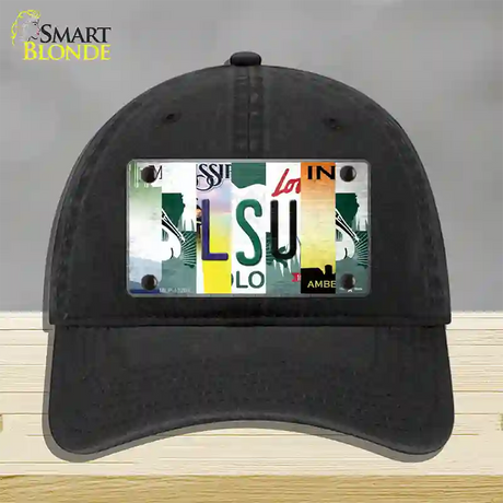 LSU Strip Art Novelty License Plate Hat Tag Unconstructed Cotton / Black