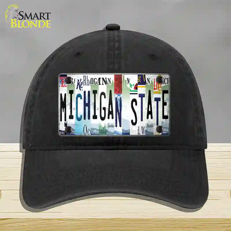 Michigan State Strip Art Novelty License Plate Hat Tag Unconstructed Cotton / Black