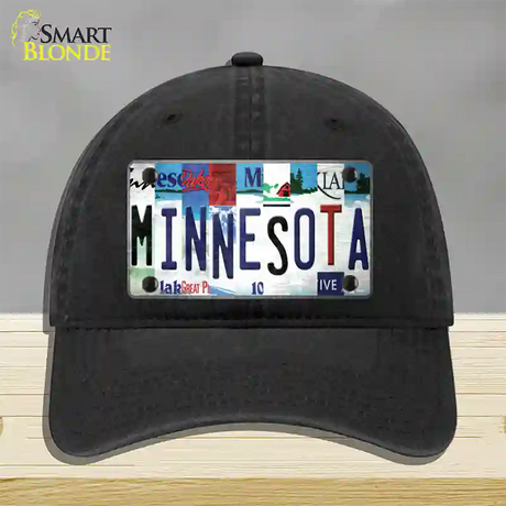 Minnesota Strip Art Novelty License Plate Hat Tag Unconstructed Cotton / Black