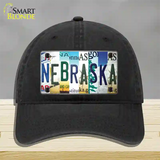 Nebraska Strip Art Novelty License Plate Hat Tag Unconstructed Cotton / Black