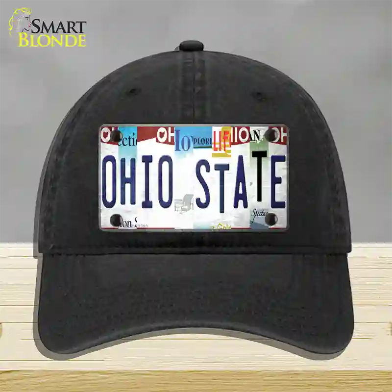 Ohio State Strip Art Novelty License Plate Hat Tag Unconstructed Cotton / Black