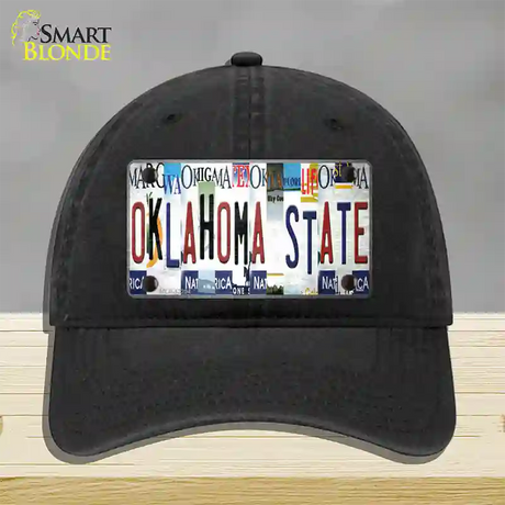 Oklahoma State Strip Art Novelty License Plate Hat Tag Unconstructed Cotton / Black