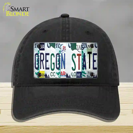 Oregon State Strip Art Novelty License Plate Hat Tag Unconstructed Cotton / Black