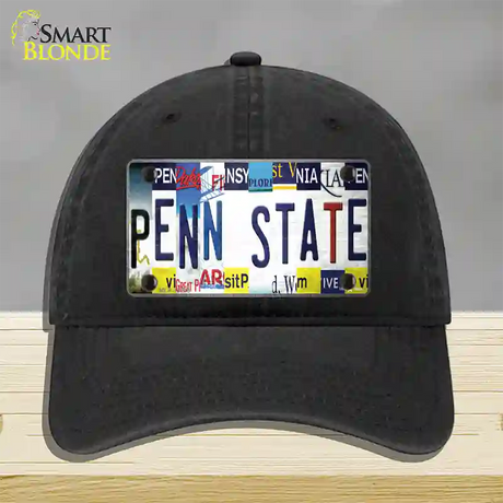 Penn State Strip Art Novelty License Plate Hat Tag Unconstructed Cotton / Black