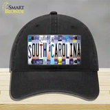 South Carolina Strip Art Novelty License Plate Hat Tag Unconstructed Cotton / Black