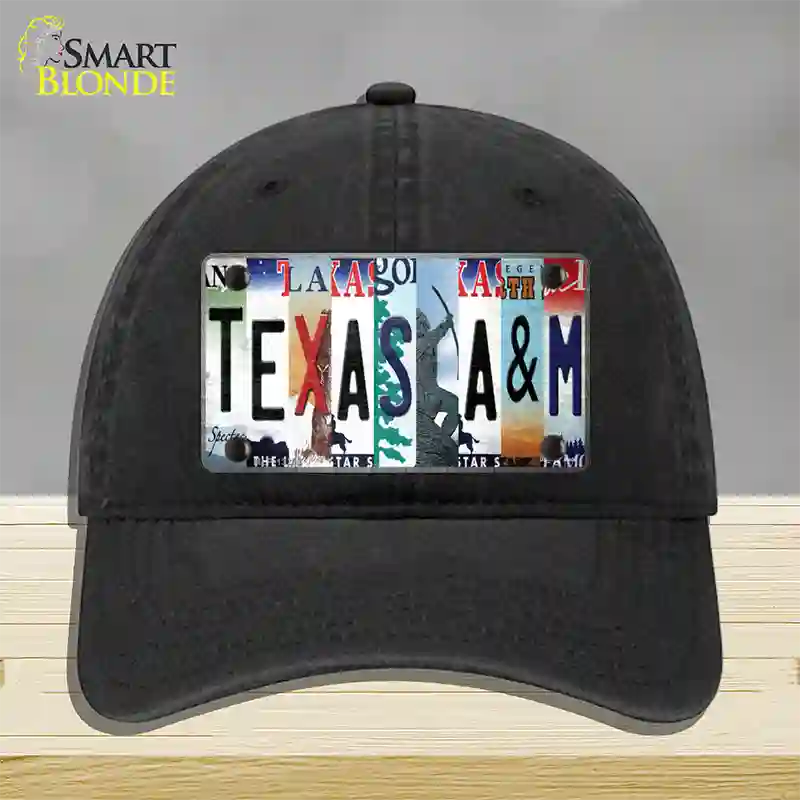 Texas A&M Strip Art Novelty License Plate Hat Tag Unconstructed Cotton / Black