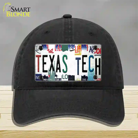 Texas Tech Strip Art Novelty License Plate Hat Tag Unconstructed Cotton / Black