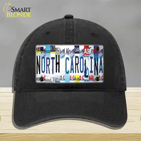 North Carolina Strip Art Novelty License Plate Hat Tag Unconstructed Cotton / Black