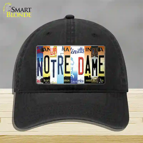 Notre Dame Strip Art Novelty License Plate Hat Tag Unconstructed Cotton / Black