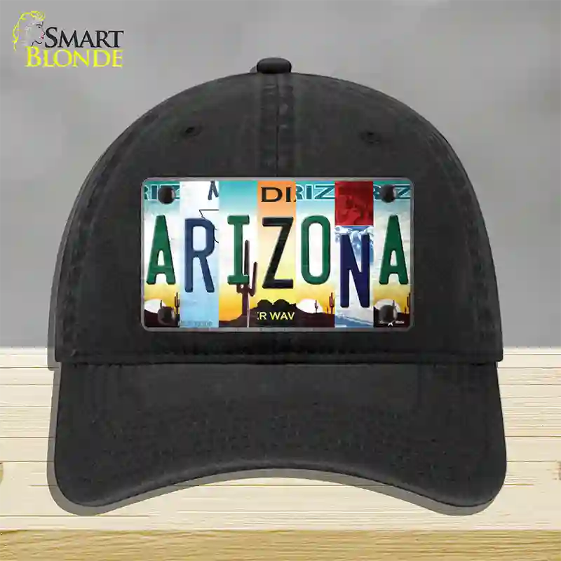 Arizona Strip Art Novelty License Plate Hat Tag Unconstructed Cotton / Black