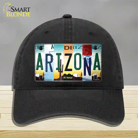 Arizona Strip Art Novelty License Plate Hat Tag Unconstructed Cotton / Black