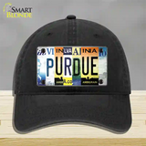 Purdue Strip Art Novelty License Plate Hat Tag Unconstructed Cotton / Black