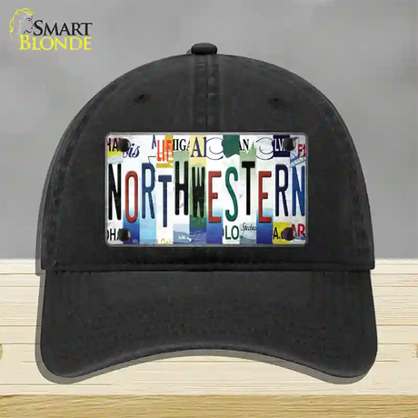 Northwestern Strip Art Novelty License Plate Hat Tag Unconstructed Cotton / Black