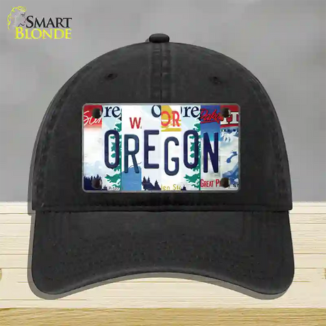 Oregon Strip Art Novelty License Plate Hat Tag Unconstructed Cotton / Black