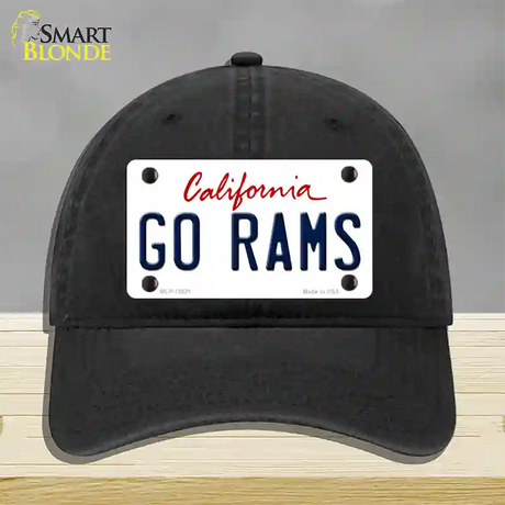 Go Rams Novelty License Plate Hat Tag Unconstructed Cotton / Black