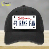 Number 1 Rams Fan Novelty License Plate Hat Tag Unconstructed Cotton / Black