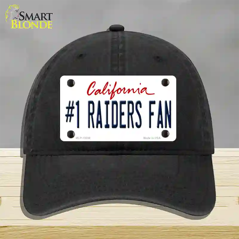 Number 1 Raiders Fan Novelty License Plate Hat Tag Unconstructed Cotton / Black