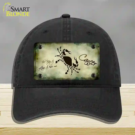 Cancer Zodiac Novelty License Plate Hat Unconstructed Cotton / Black