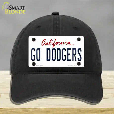 Go Dodgers Novelty License Plate Hat Tag Unconstructed Cotton / Black