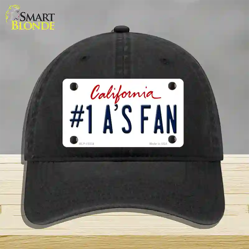 Number 1 Athletics Fan Novelty License Plate Hat Tag Unconstructed Cotton / Black