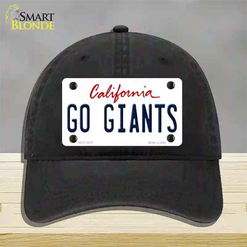 Go Giants Novelty License Plate Hat Tag Unconstructed Cotton / Black