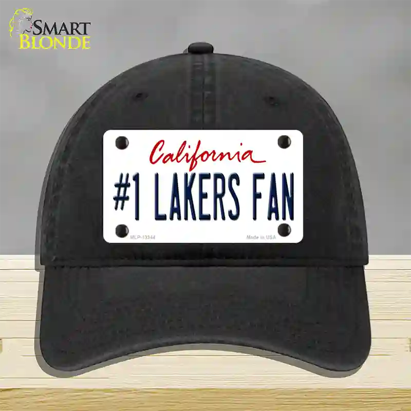 Number 1 Lakers Fan Novelty License Plate Hat Tag Unconstructed Cotton / Black