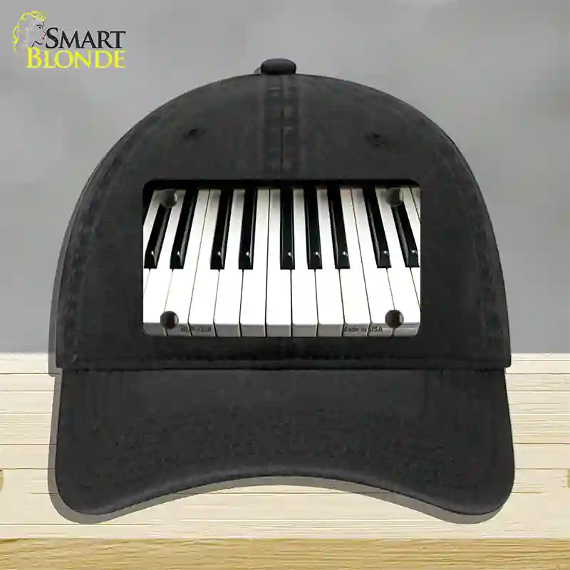 Piano Key board Novelty License Plate Hat Unconstructed Cotton / Black