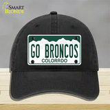 Go Broncos Novelty License Plate Hat Tag Unconstructed Cotton / Black