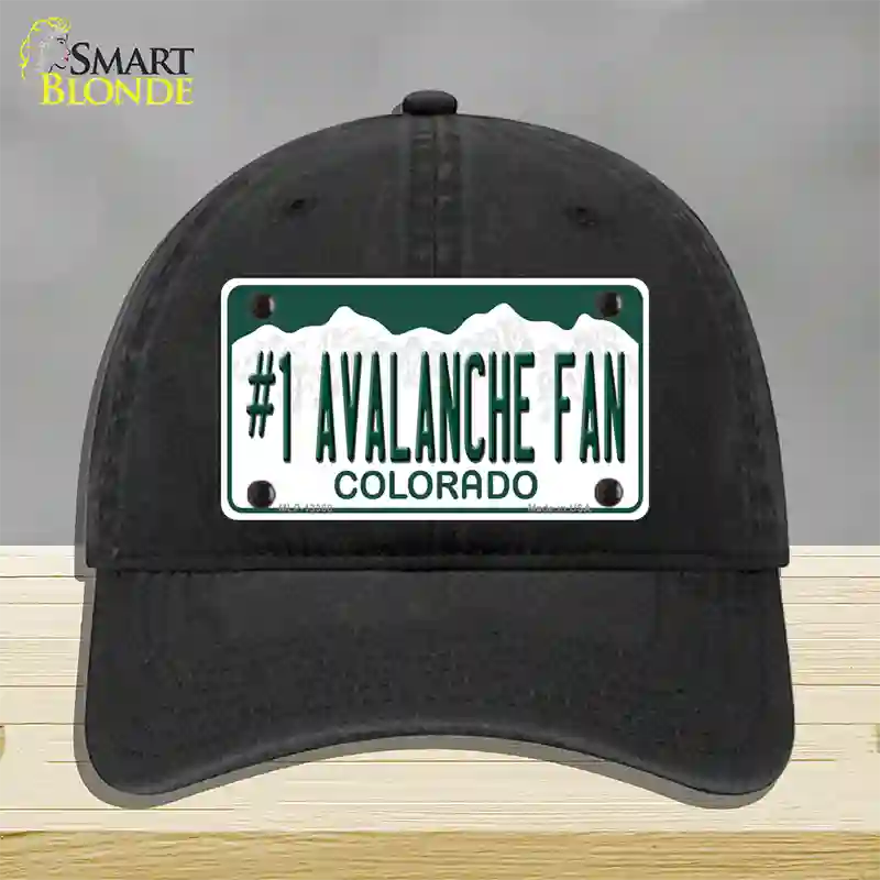 Number 1 Avalanche Fan Novelty License Plate Hat Tag Unconstructed Cotton / Black