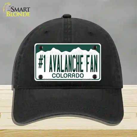 Number 1 Avalanche Fan Novelty License Plate Hat Tag Unconstructed Cotton / Black