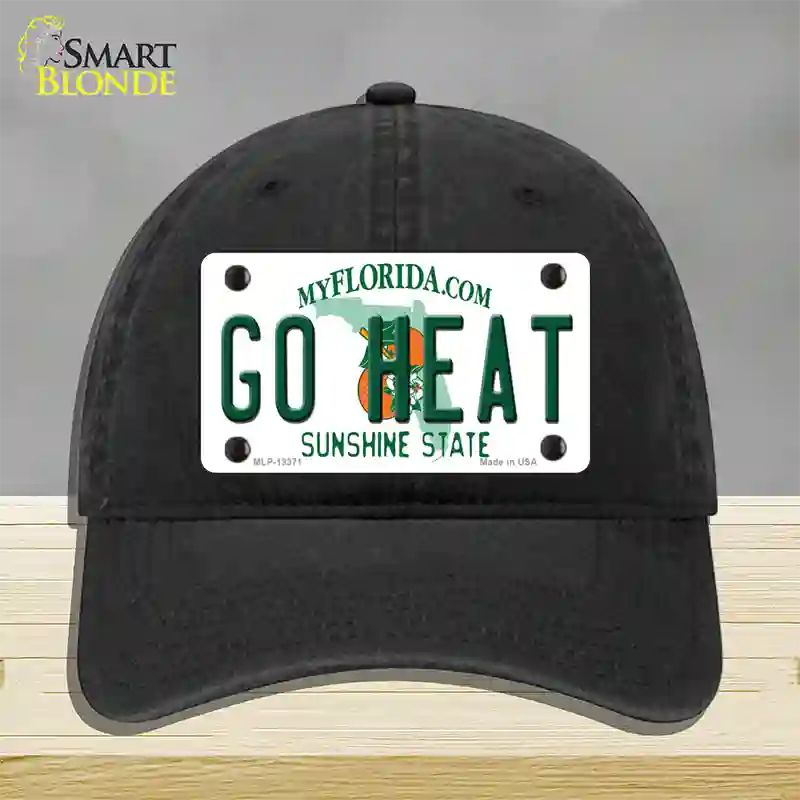 Go Heat Novelty License Plate Hat Tag Unconstructed Cotton / Black