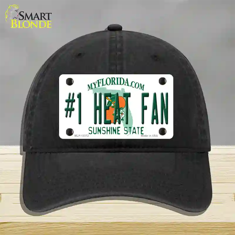 Number 1 Heat Fan Novelty License Plate Hat Tag Unconstructed Cotton / Black