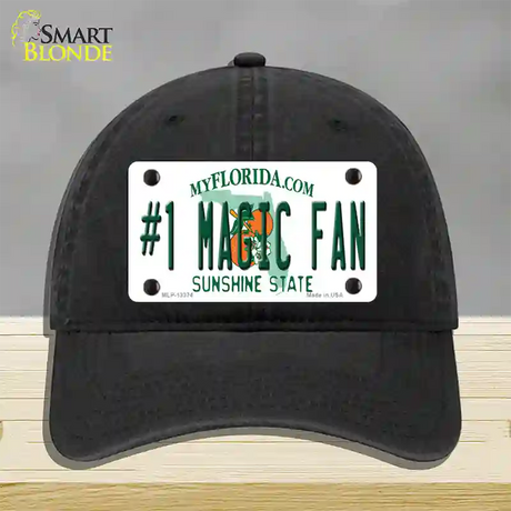 Number 1 Magic Fan Novelty License Plate Hat Tag Unconstructed Cotton / Black