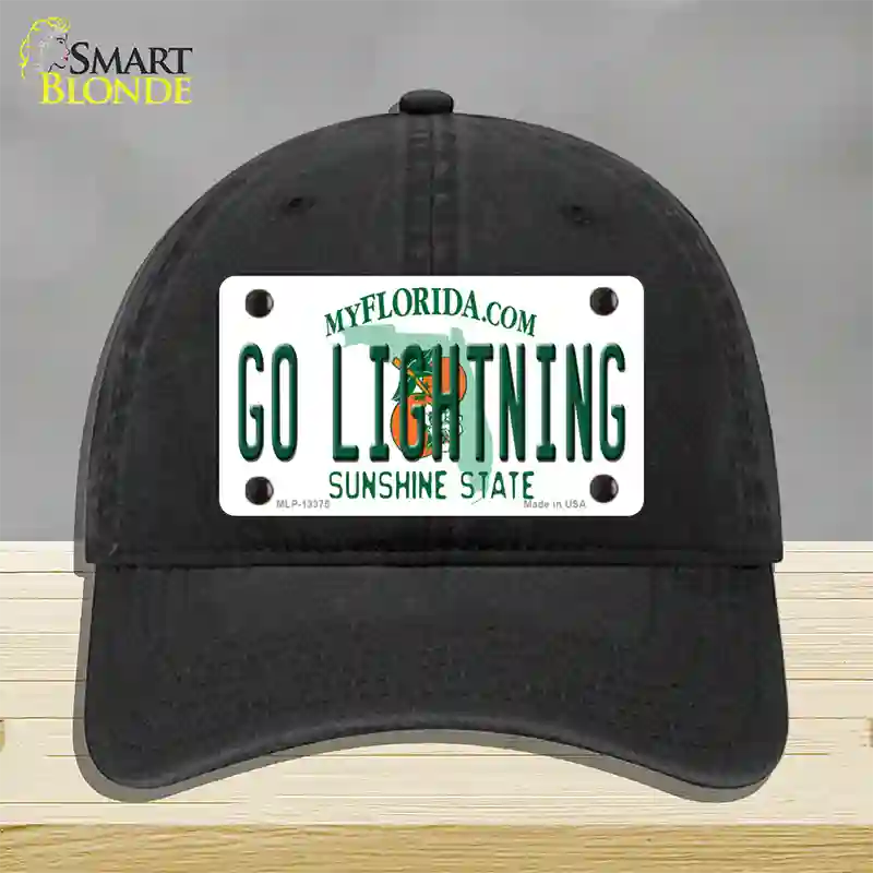 Go Lightning Novelty License Plate Hat Tag Unconstructed Cotton / Black