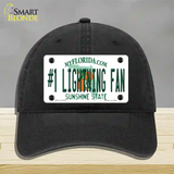 Number 1 Lightning Fan Novelty License Plate Hat Tag Unconstructed Cotton / Black